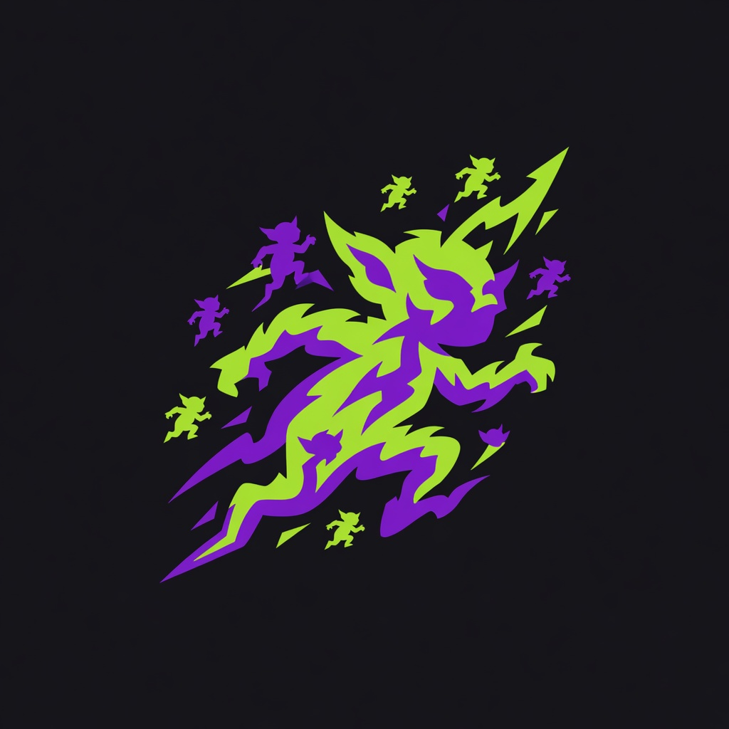 The official Curve Goblins logo: electric green and purple goblins leaping along a jagged curve